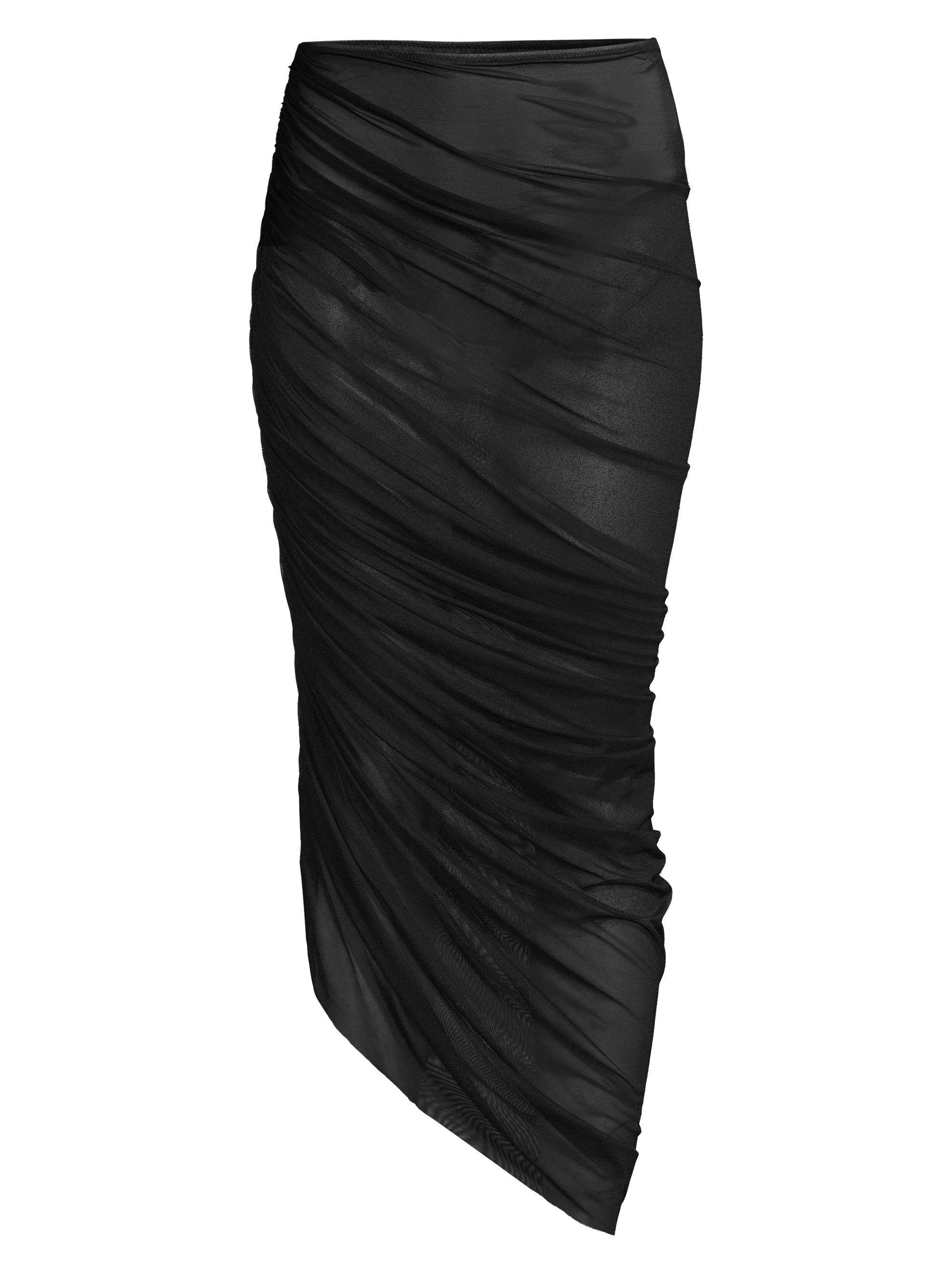 Norma Kamali Women's Diana Ruched Long Skirt - Black