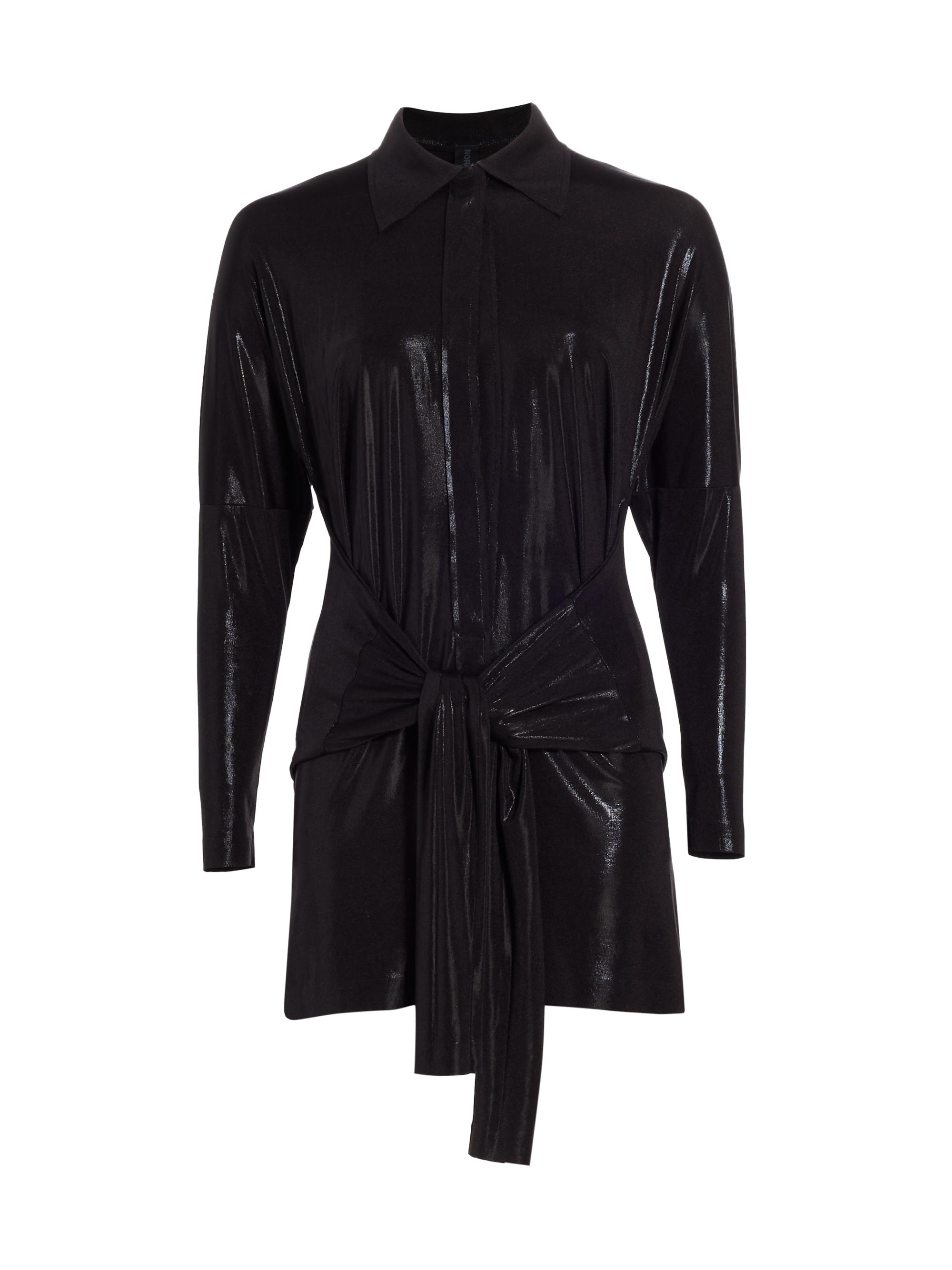 Norma Kamali Women's Tie-Front Mini Shirtdress - Black