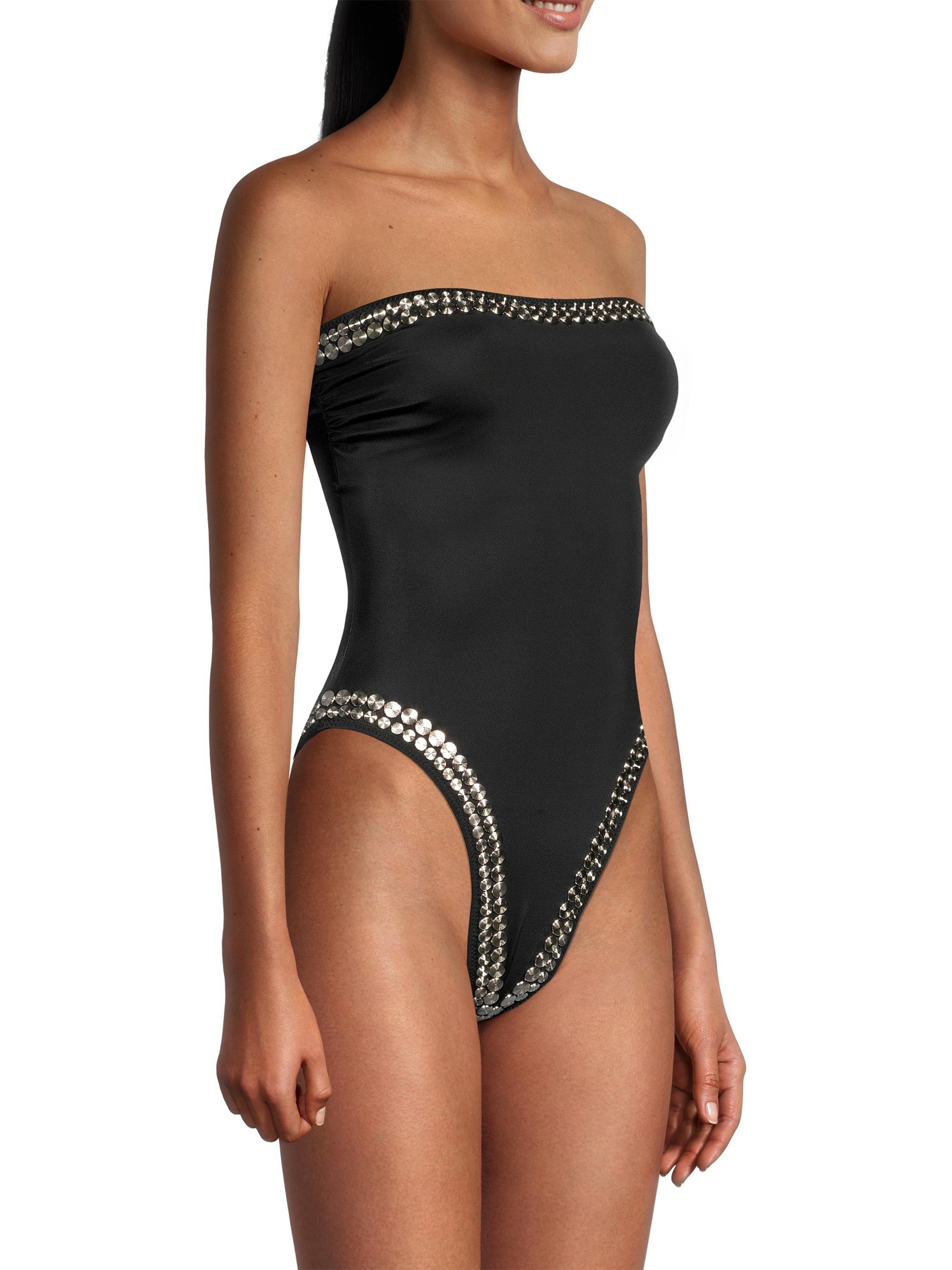 Norma Kamali Bishop Strapless Studded One-Piece Swimsuit | Saks