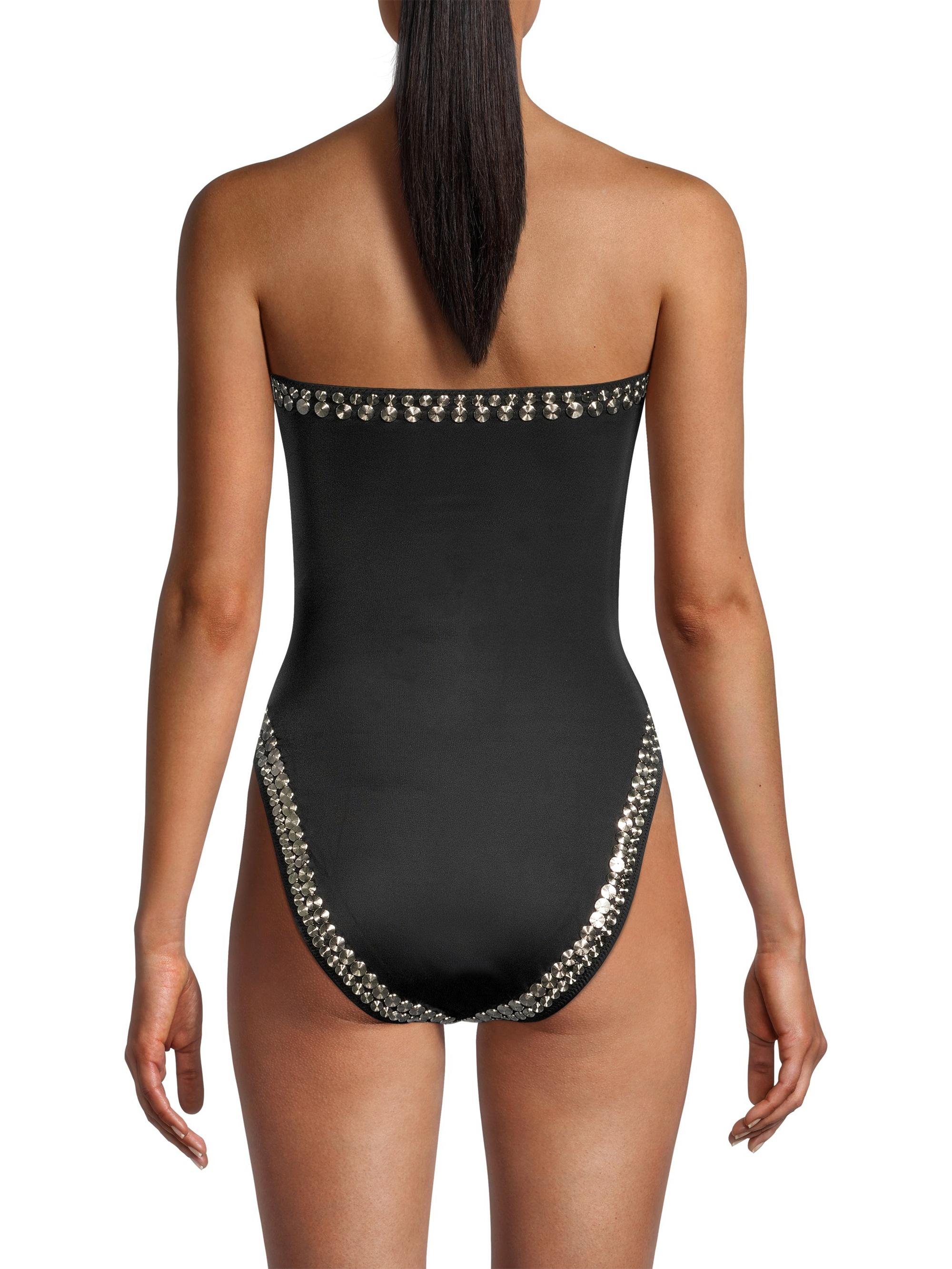 Norma Kamali Bishop Strapless Studded One-Piece Swimsuit | Saks