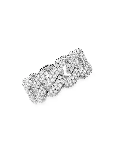 Sterling Silver & Cubic Zirconia Curb-Chain Ring