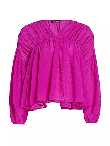 Silk Peplum Top in Pink & Green Peony - Women's Luxury Tops – Lindsay  Nicholas New York