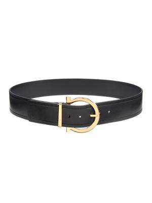 Ferragamo Gancini-buckle logo-strap belt - Black