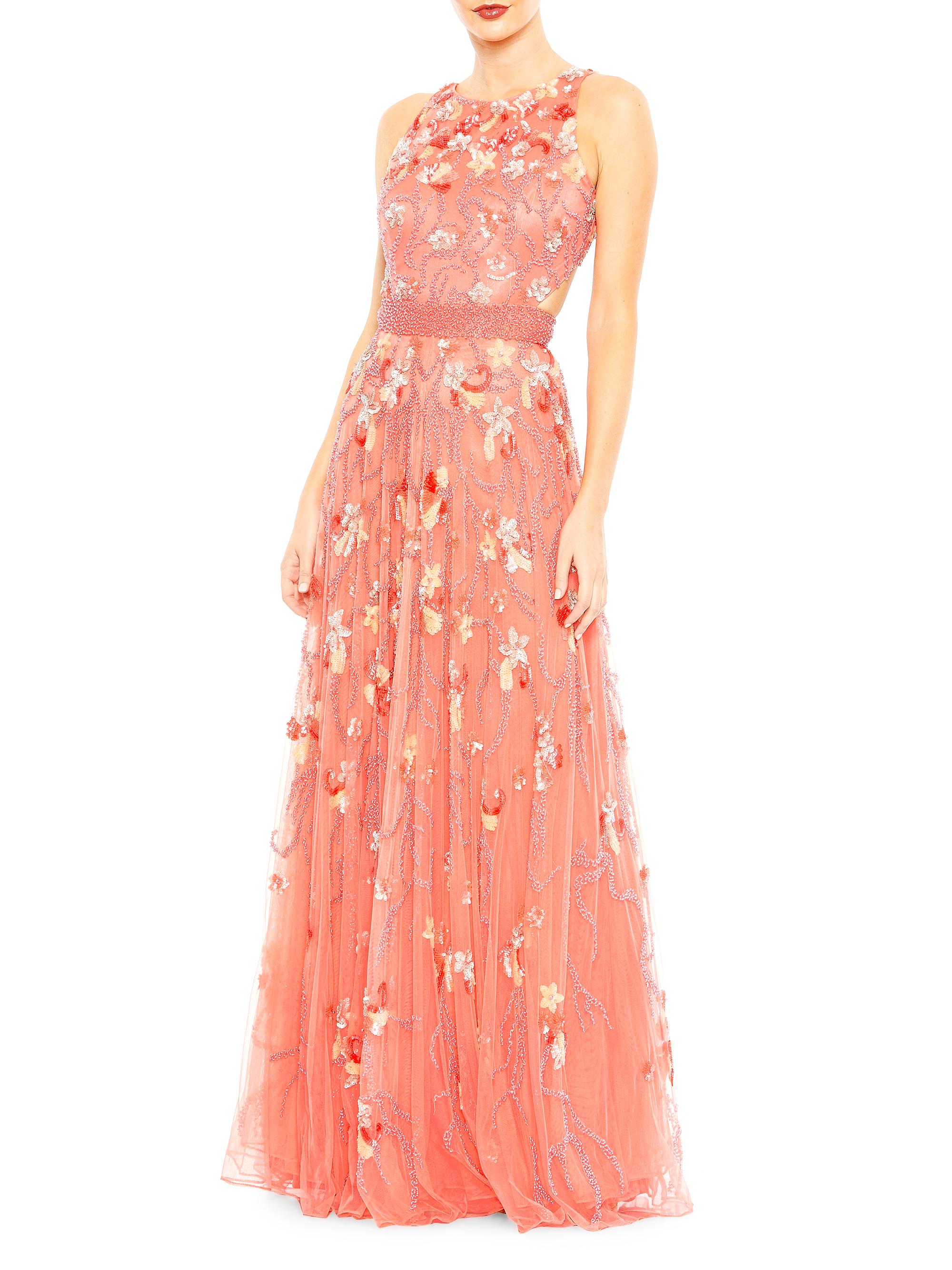 Mac Duggal Women's Floral Appliqué Gown - Coral