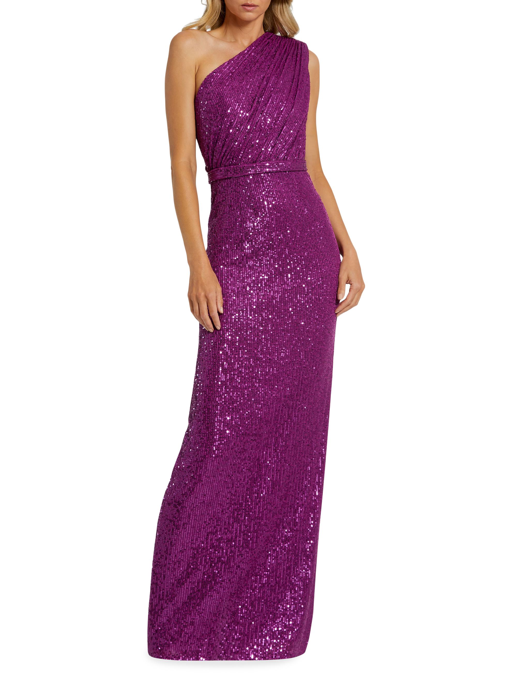 Mac Duggal Women's Metallic One-Shoulder Gown - Purple