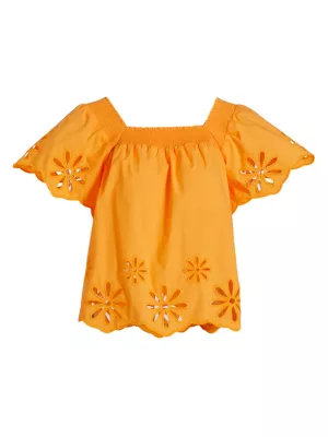 Embroidered Cotton Blend Top