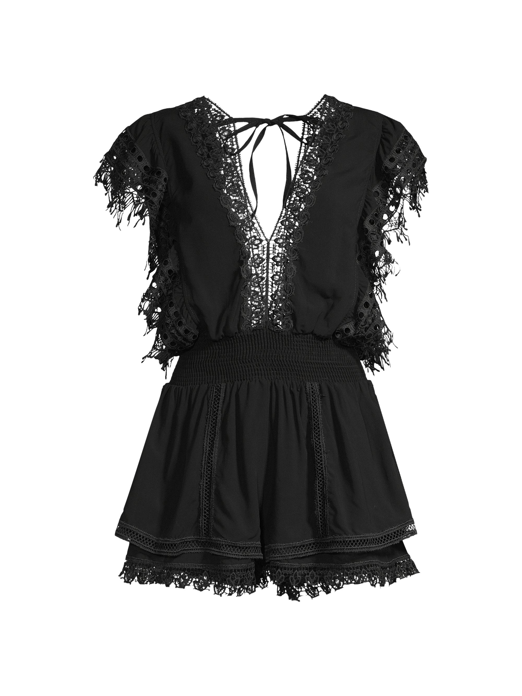 Peixoto Women's Raja Lace Trim Romper - Black