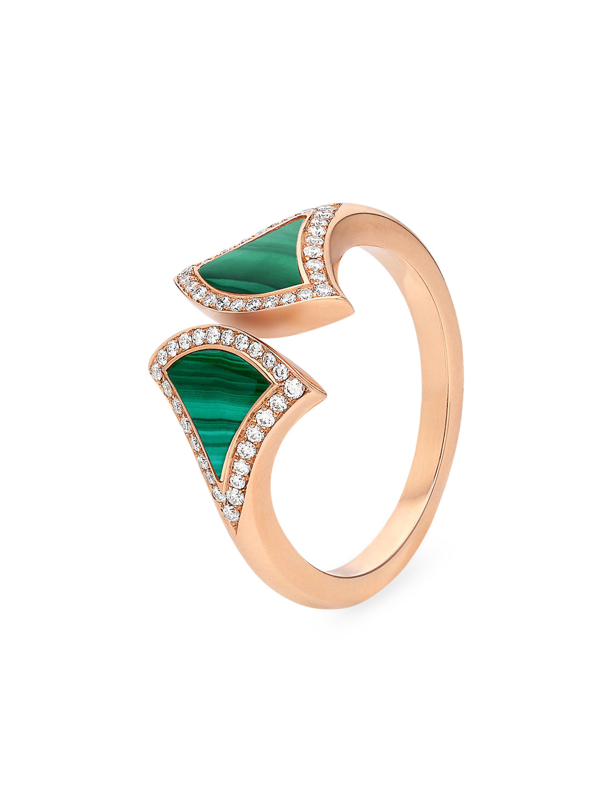 BVLGARI Women's Divas' Dream 18K Rose Gold, Malachite, & Diamond Ring - Malachite