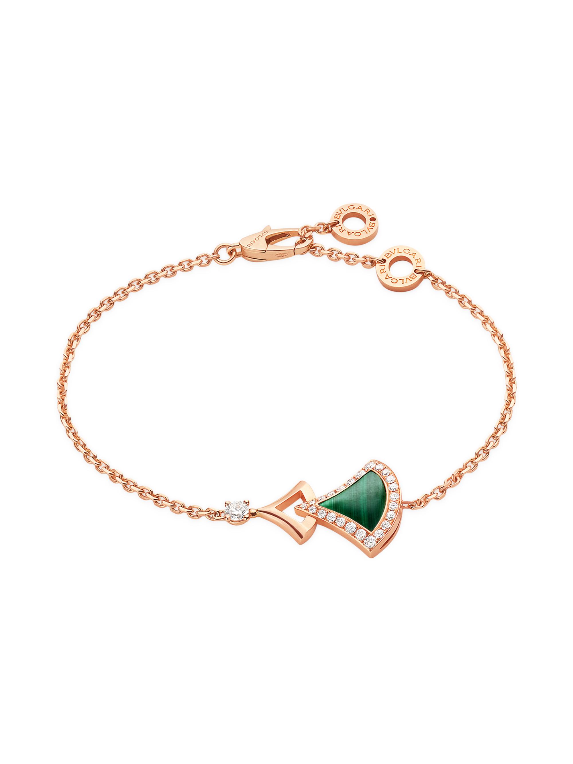 BVLGARI Women's Divas' Dream 18K Rose Gold, Malachite, & Diamond Bracelet - Malachite