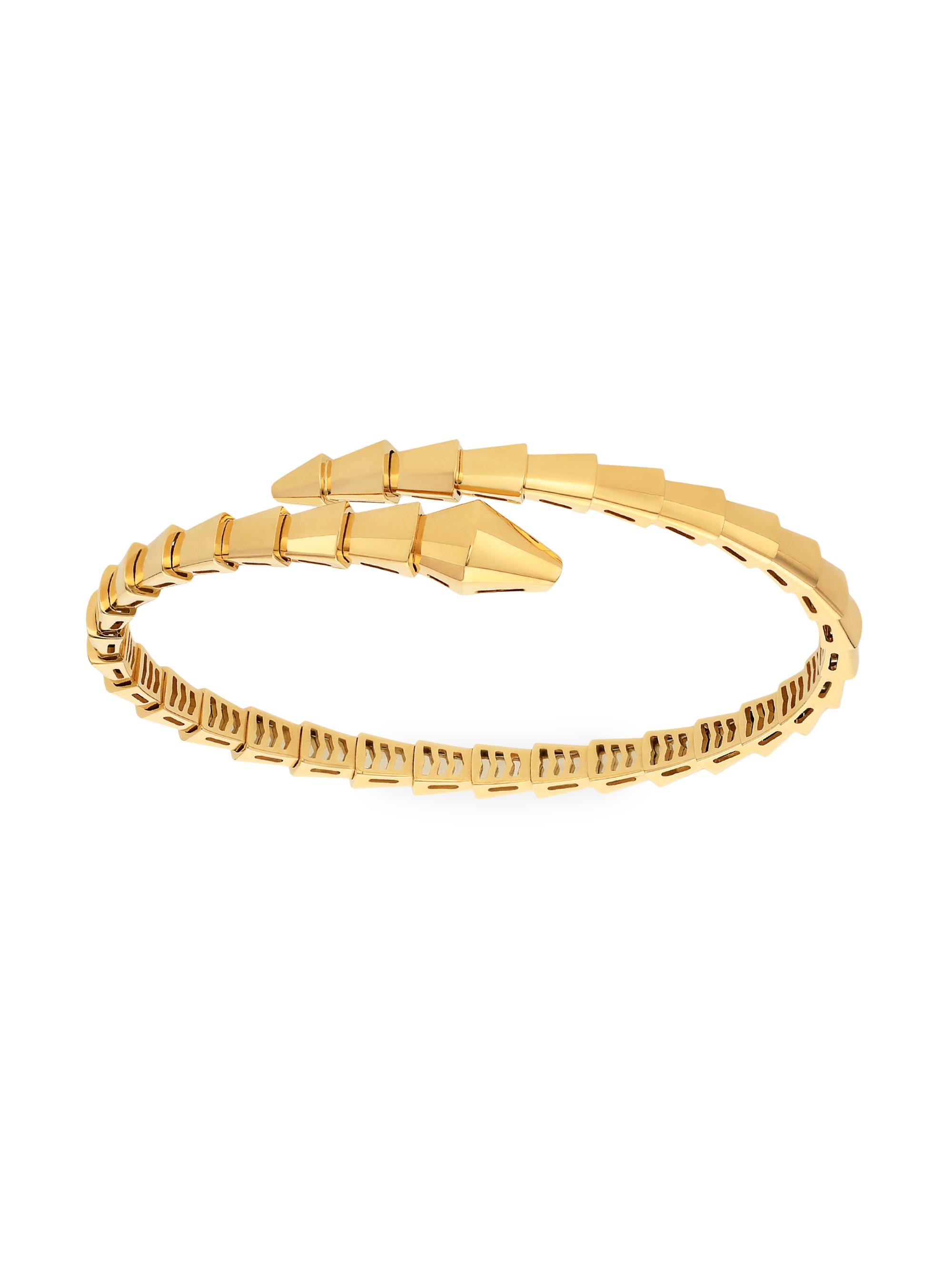 Serpenti Viper 18K Yellow Gold & Diamond Wrap Bangle Bracelet