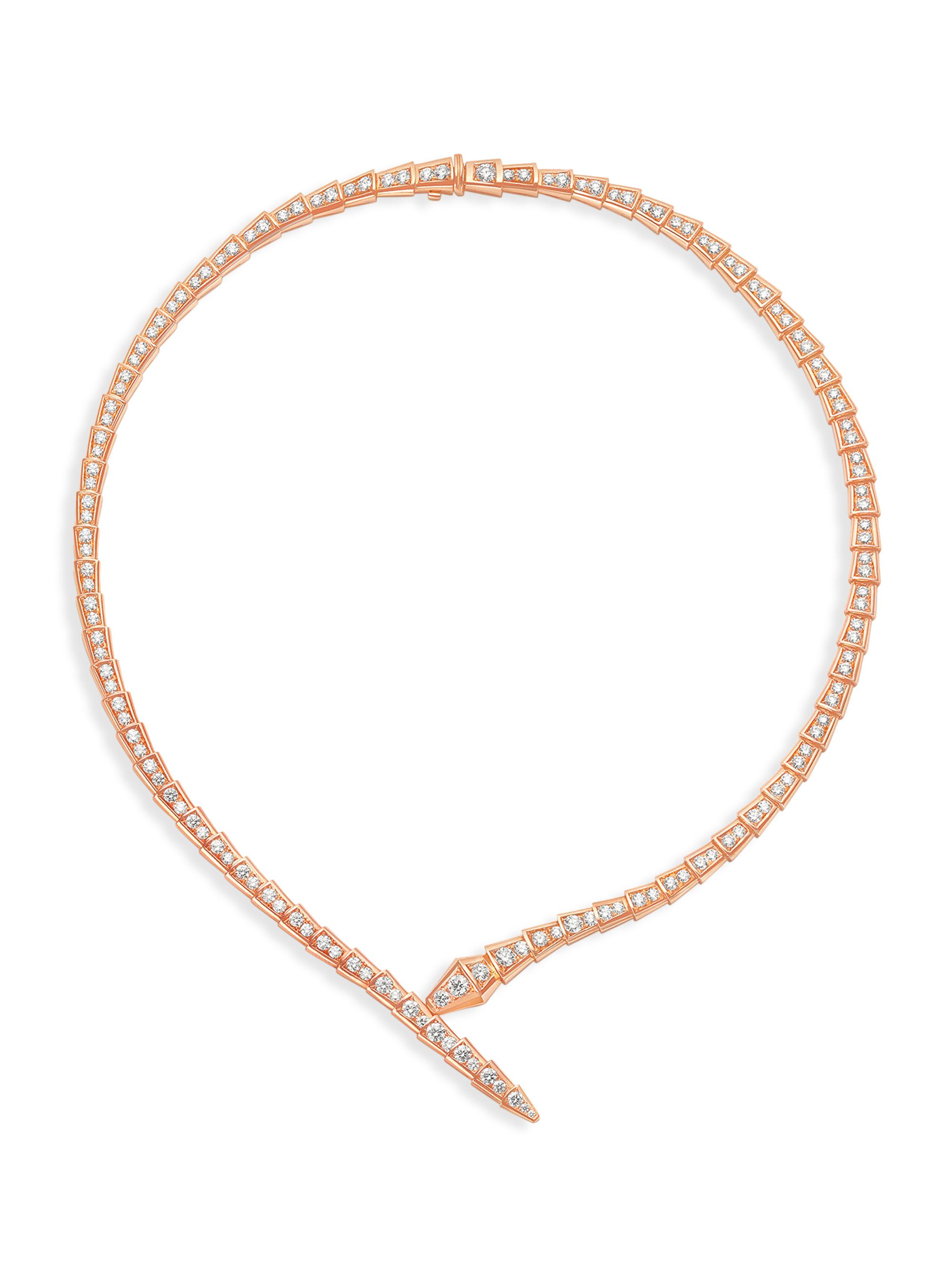 BVLGARI Serpenti Viper 18K Rose Gold & Diamond Choker | Saks Fifth