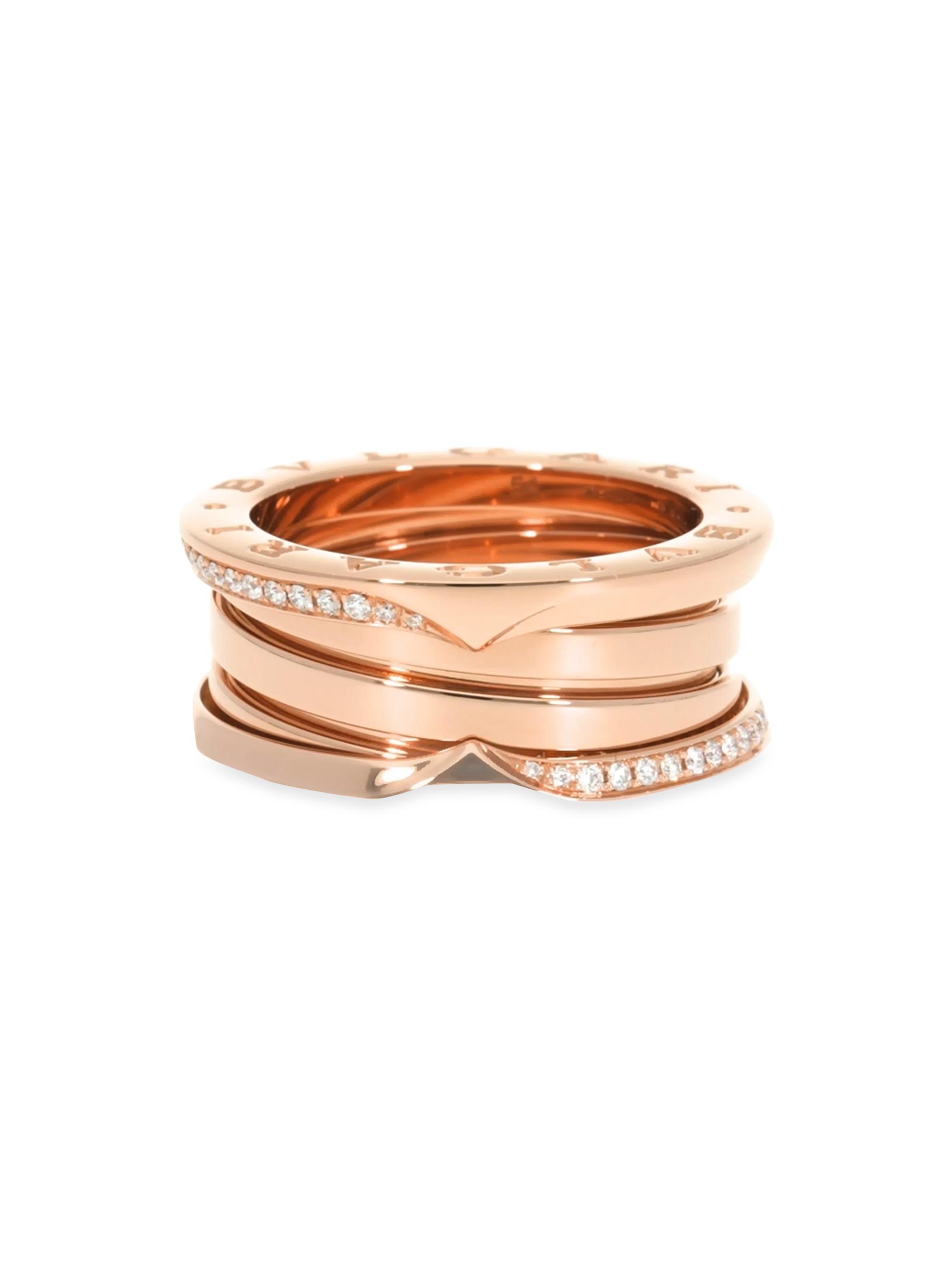 BVLGARI Women's B. Zero1 18K Gold & Diamond Three-Band Ring - Pink Gold