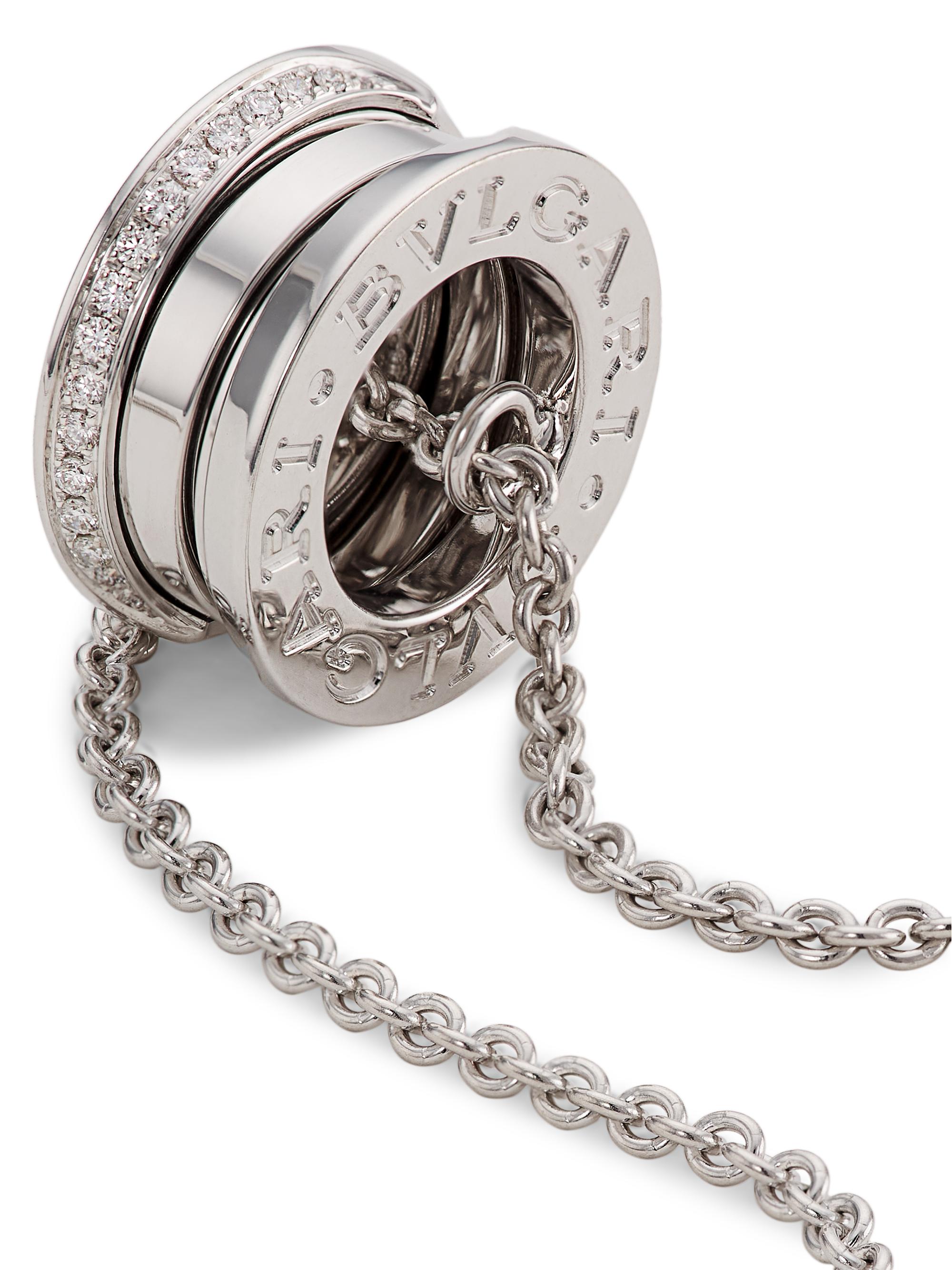 BVLGARI B.Zero1 18K White Gold & Diamond Pendant Necklace | Saks