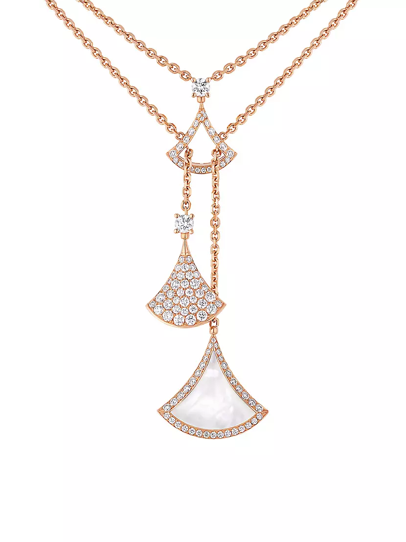 Rose gold DIVAS' DREAM Necklace with Pink,White Mother of Pearl,Pink  Sapphires