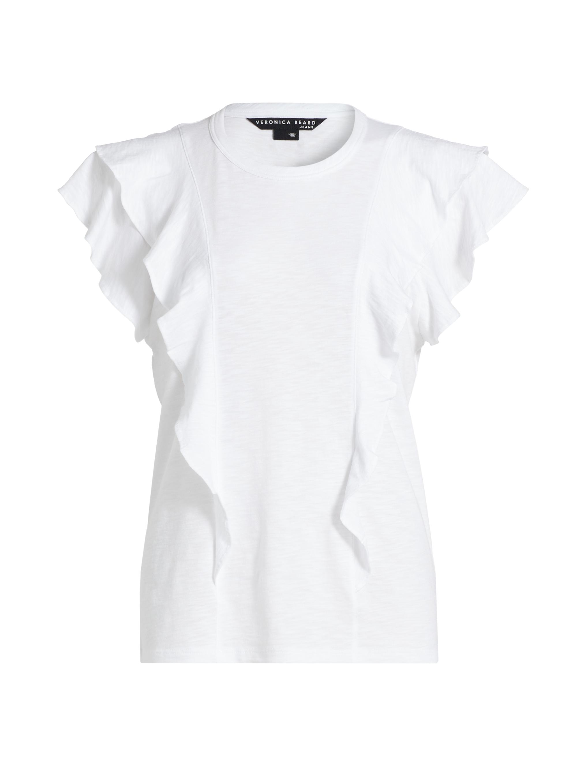 Veronica Beard Women's Bea Ruffled Cotton T-Shirt - White
