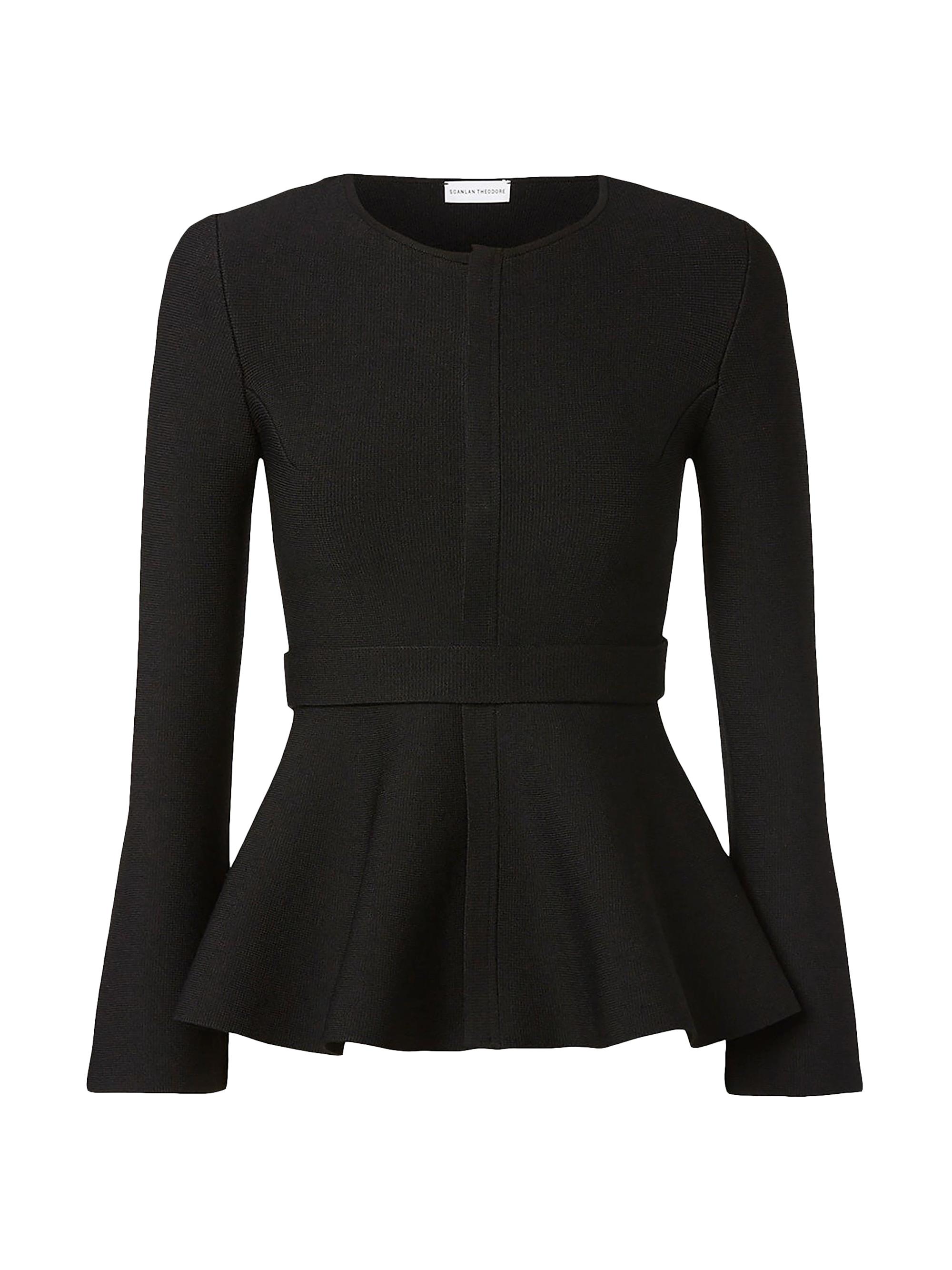 Scanlan Theodore Women's Belted Crepe Knit Peplum Jacket - Black
