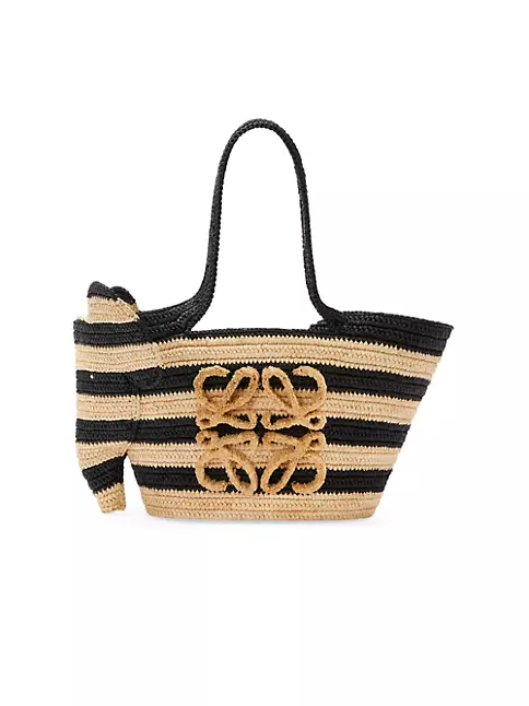 Loewe x Paula's Ibiza Elephant Small Anagram Basket Striped Tote Bag