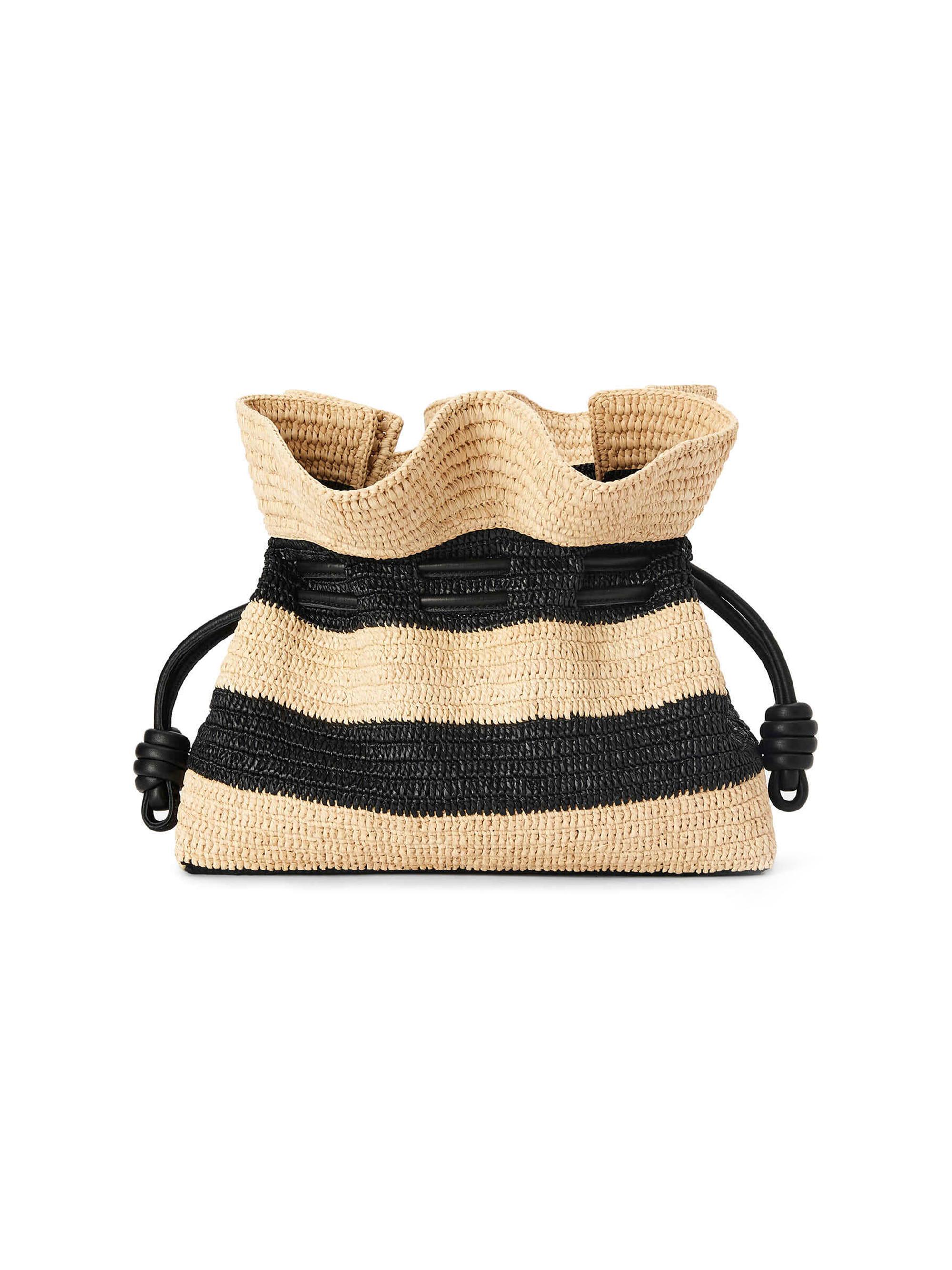 LOEWE Women's Flamenco Stripe Raffia Knot Clutch - Natural Black