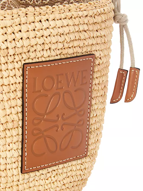 Loewe - Black Leather Woven Handle Bucket Bag