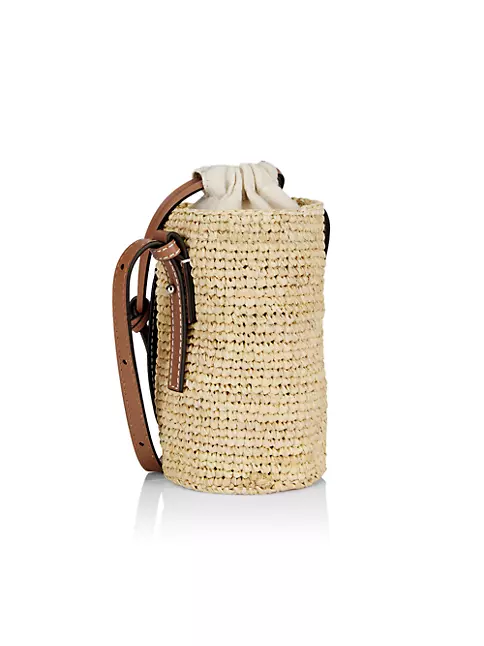 LOEWE Calfskin Raffia Bucket Bag Natural Tan 1283446