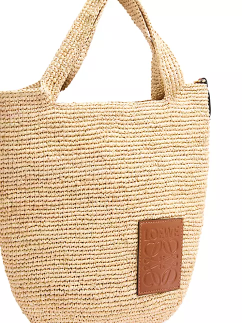 LOEWE Small Raffia Basket Tote Bag Tan