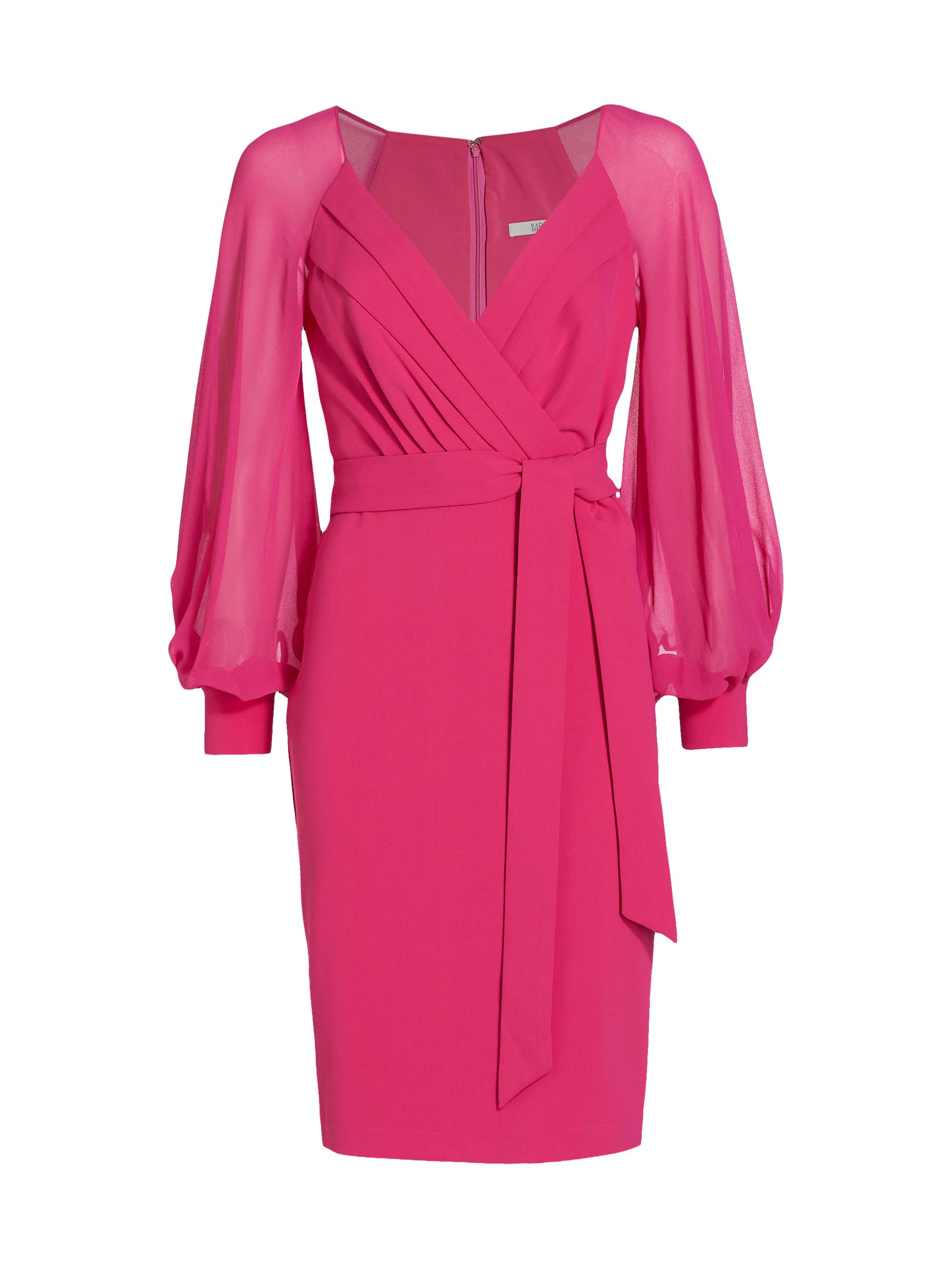 Badgley Mischka Women's Bishop-Sleeve Belted Cocktail Dress - Rose
