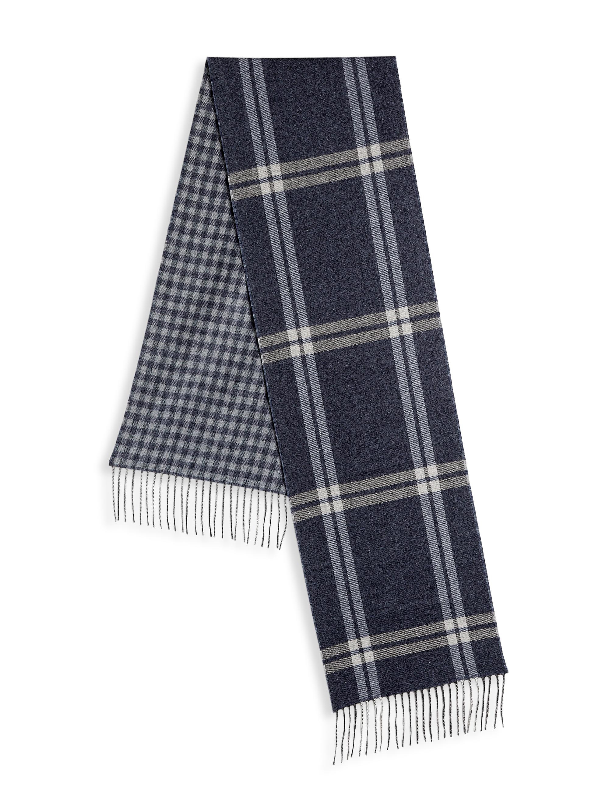 Saks Fifth Avenue COLLECTION Plaid Silk Cashmere Scarf Saks