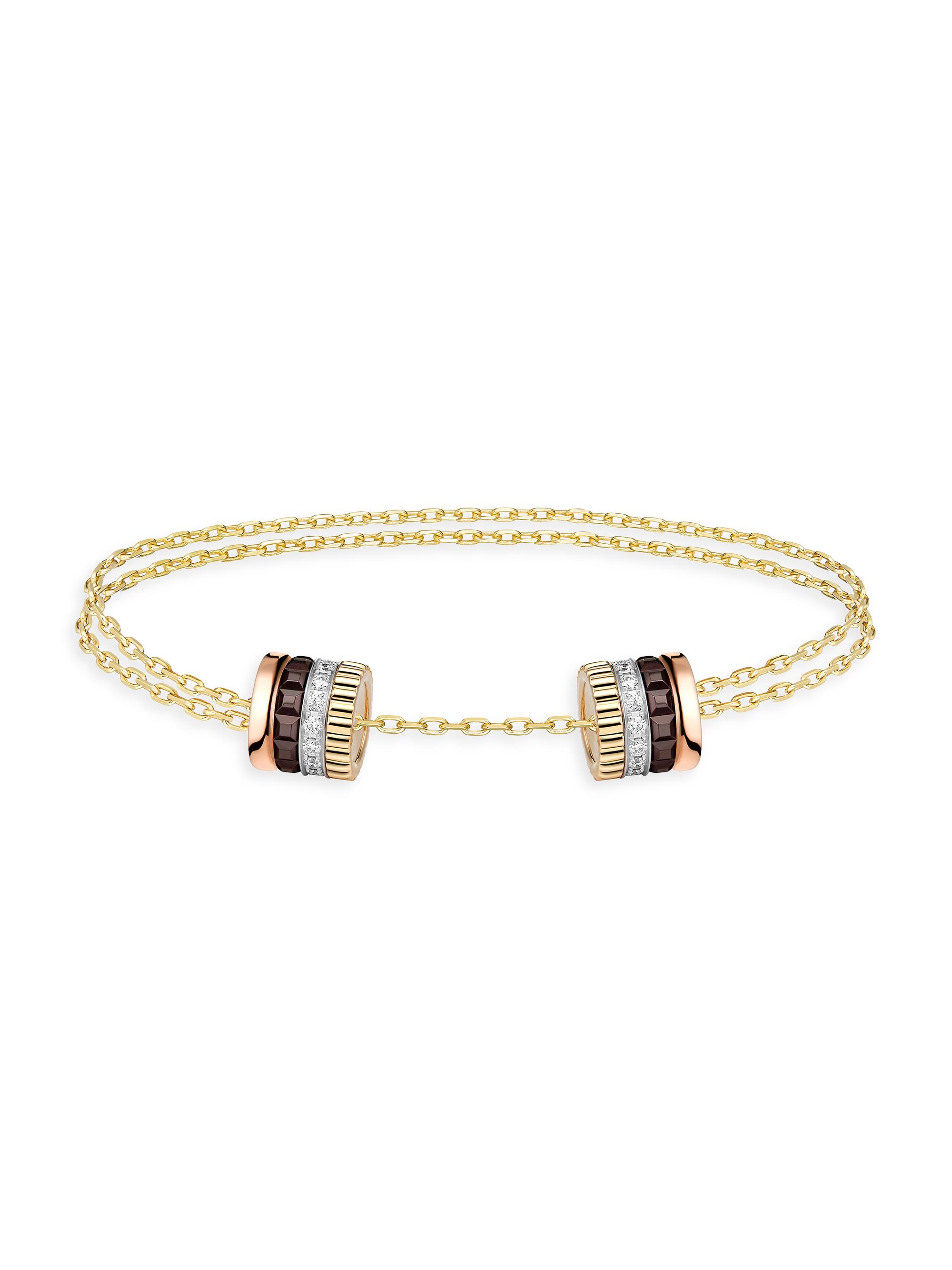 Boucheron Women's Quatre Classique Tri-Tone 18K Gold & 0.24 TCW Diamond Chain Bracelet - Yellow Gold
