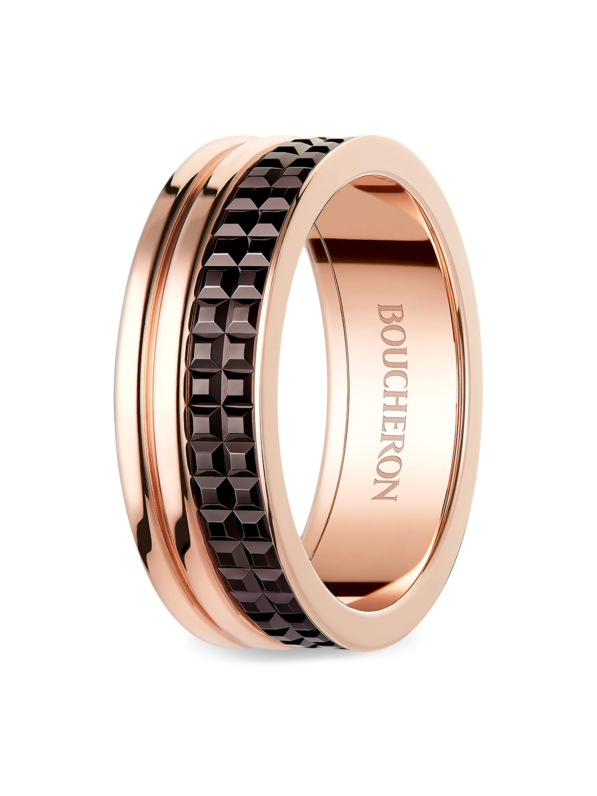 Boucheron Women's Quatre Classique Two-Tone 18K Gold & Brown PVD Large Wedding Band - Pink Gold