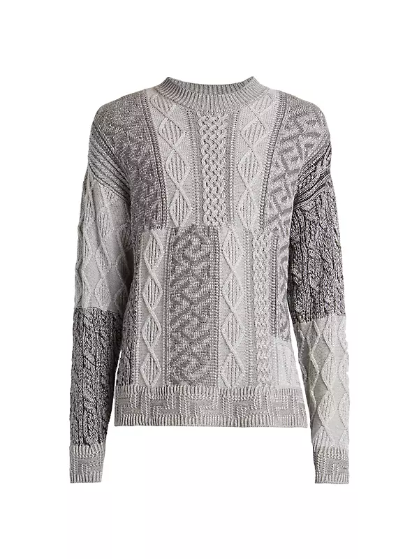 Shop Versace La Patchwork Saks | Fifth Knit Avenue Sweater Signature Greca