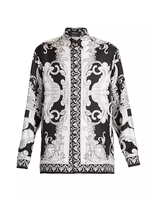 Shop Versace Informal Baroque Print Silk Shirt
