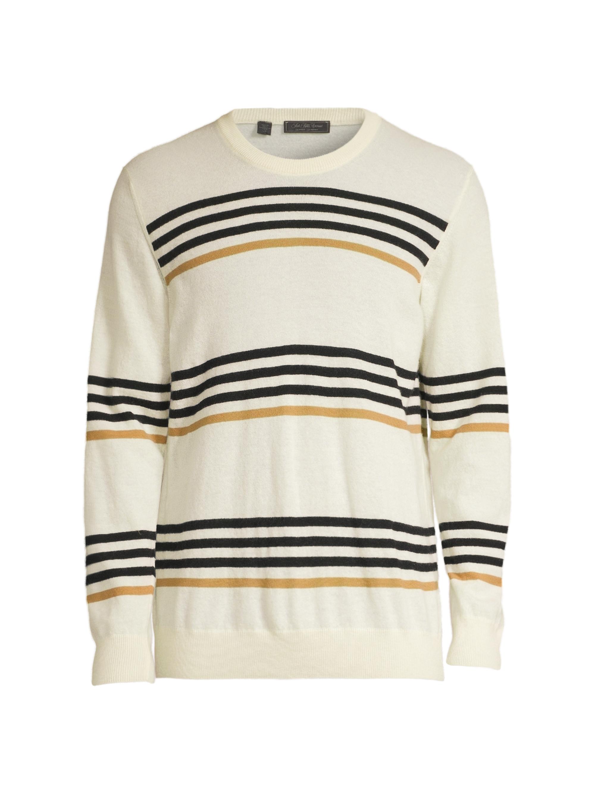 Saks Fifth Avenue Men's COLLECTION Striped Cashmere Sweater - Egret