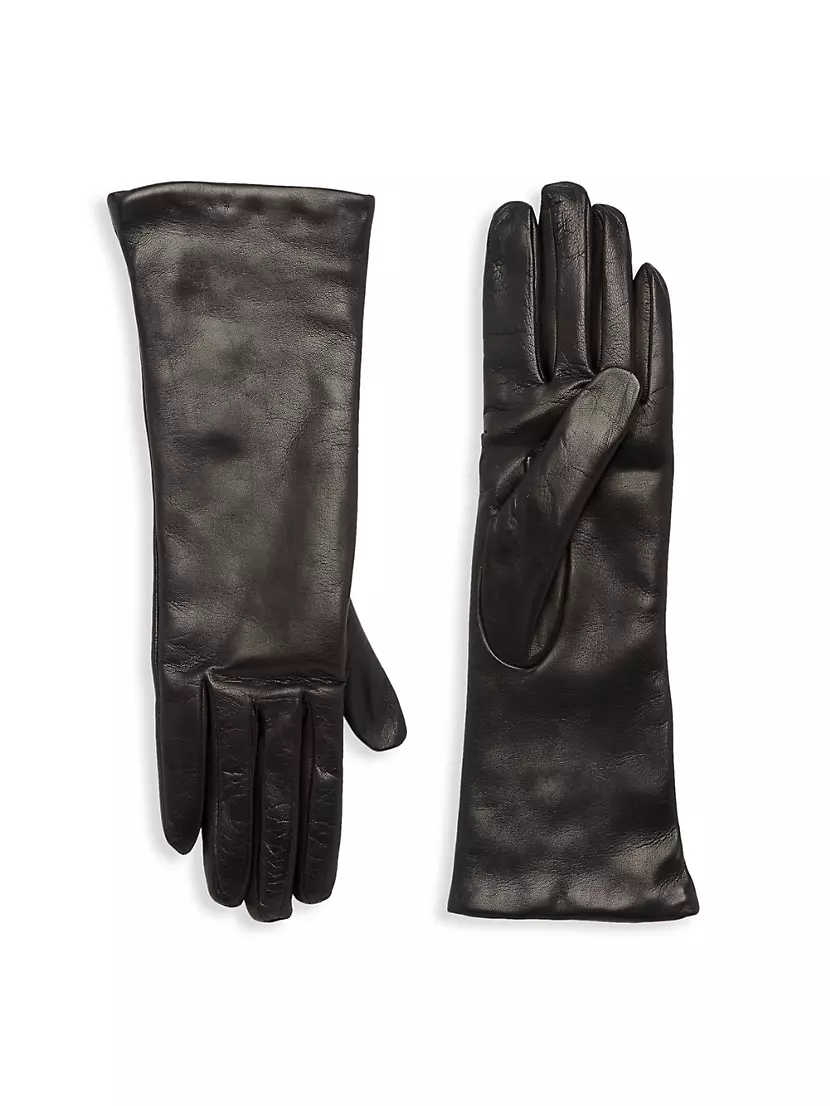 Saks Fifth Avenue Women's Collection Cashmere-Lined Leather Gloves - Black - Size 6.5