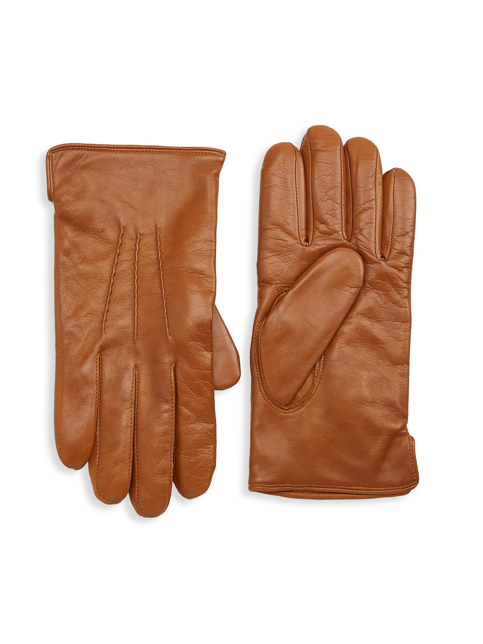 Saks Fifth Avenue Men's COLLECTION Cashmere-Lined Leather Gloves - Java