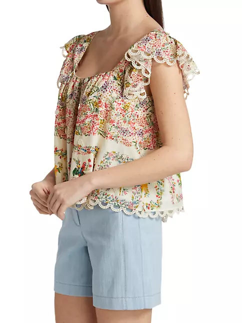Floral Scarves Button-up Shirt Blouse - ivory & birch