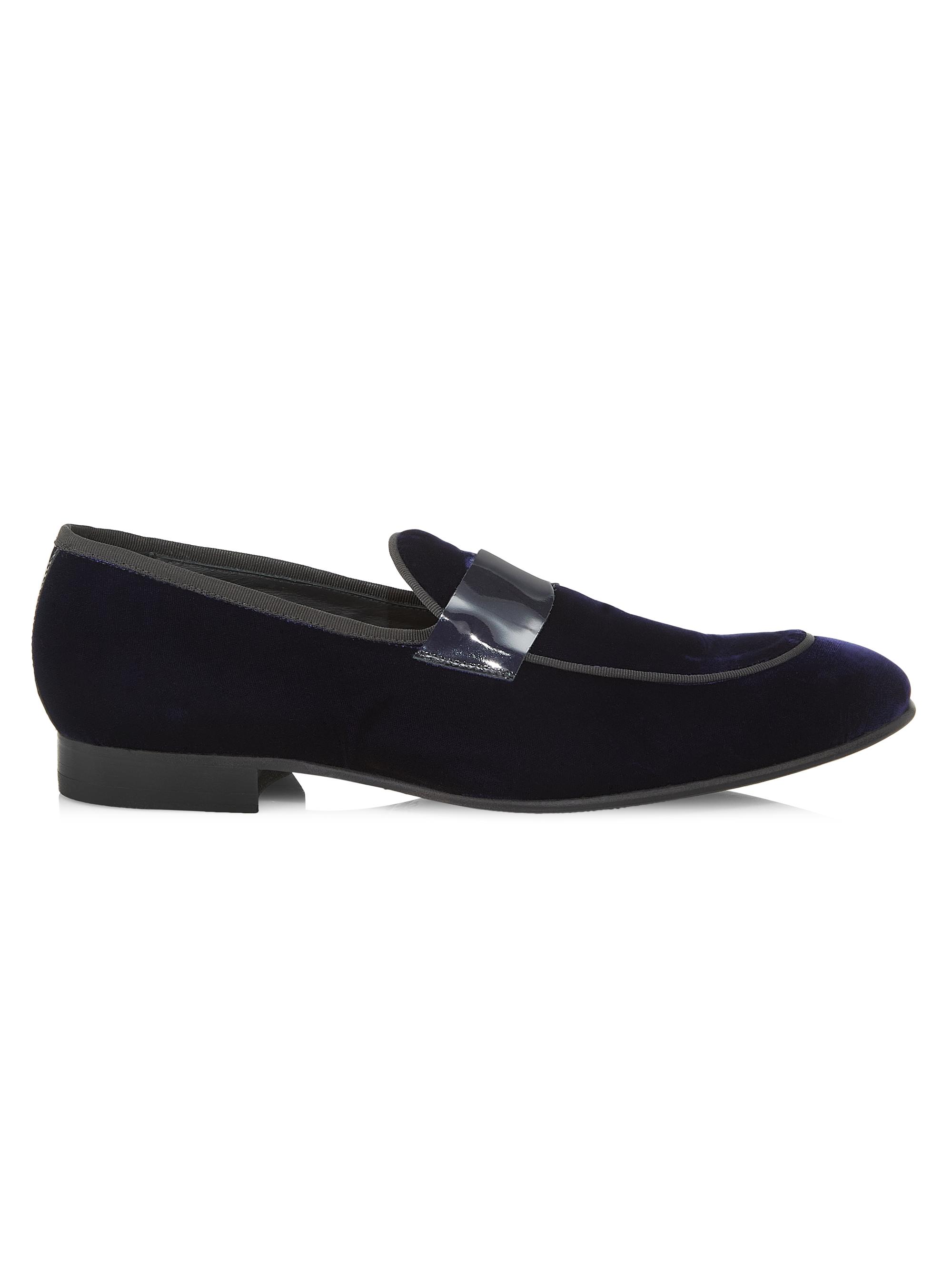 Saks Fifth Avenue Men\'s Italy Velvet Slip-On Loafers, Deep Navy Blue, size 11 Saks Fifth Avenue COLLECTION Velvet Loafers | Saks Fifth Avenue main image 4
