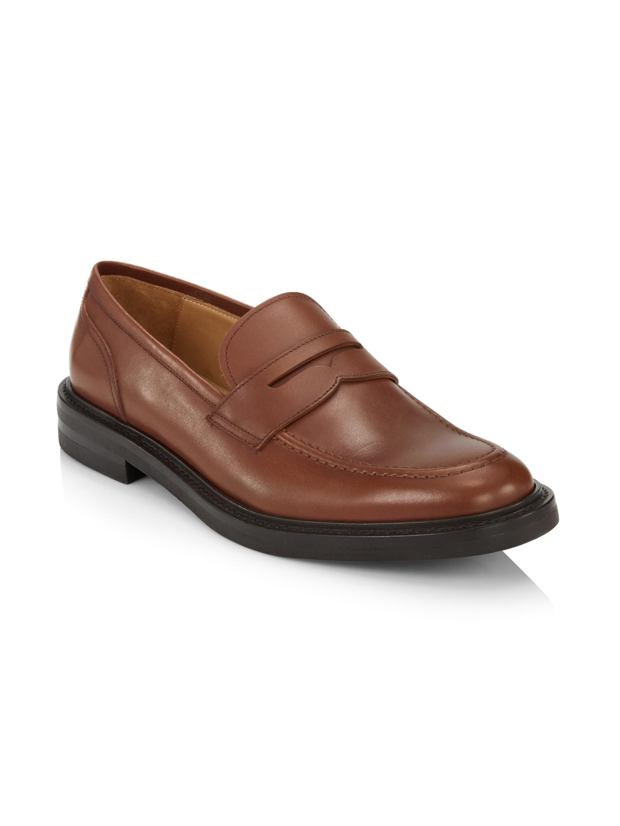 Saks Fifth Avenue Men's COLLECTION Leather Penny Loafers - Java
