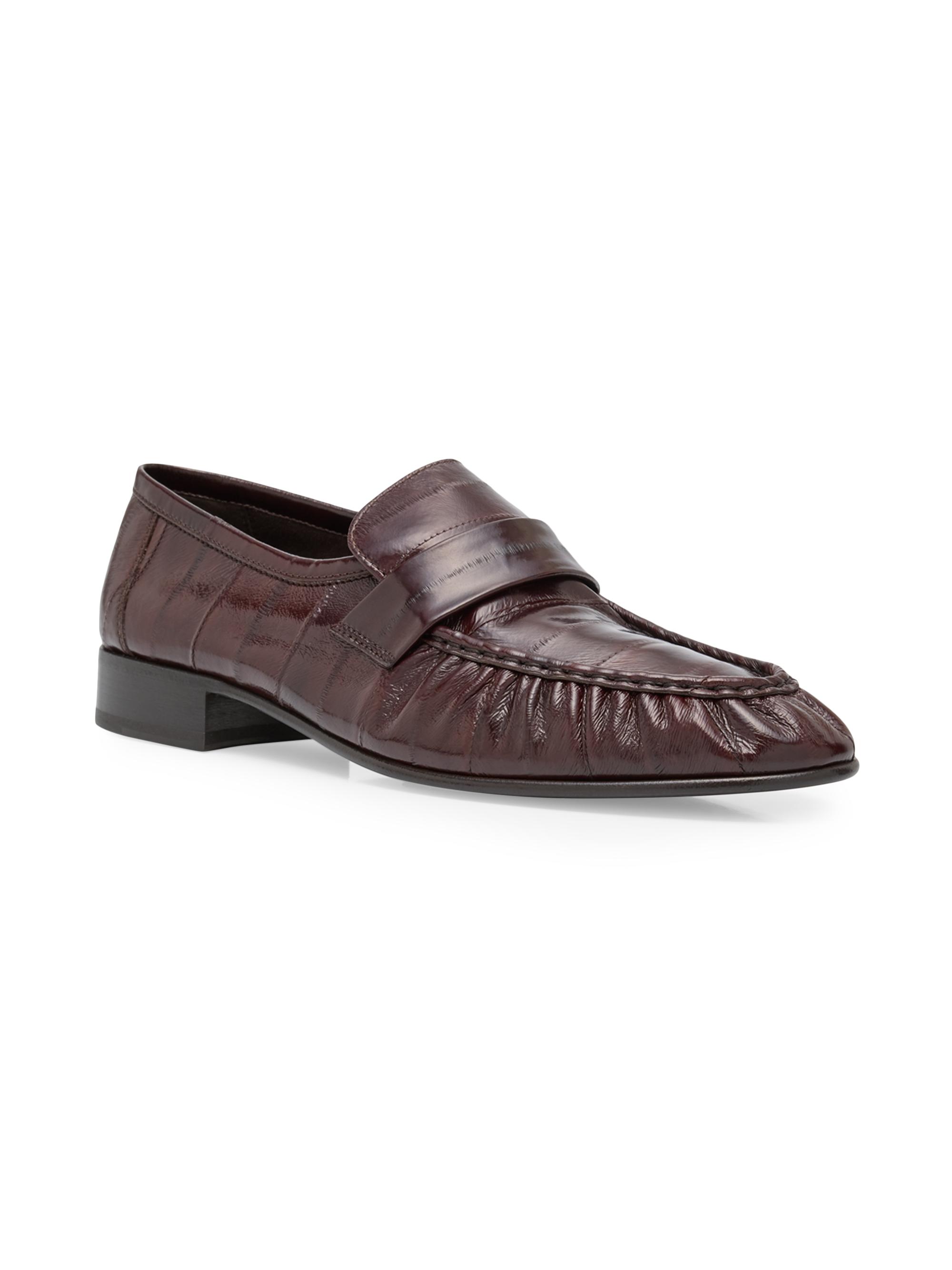 The Row Metallic Eel Skin Loafers | Saks Fifth Avenue
