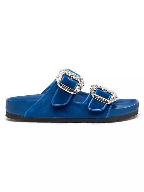 Shop Manolo Blahnik X Birkenstock Arizona Crystal-Embellished Velvet  Sandals