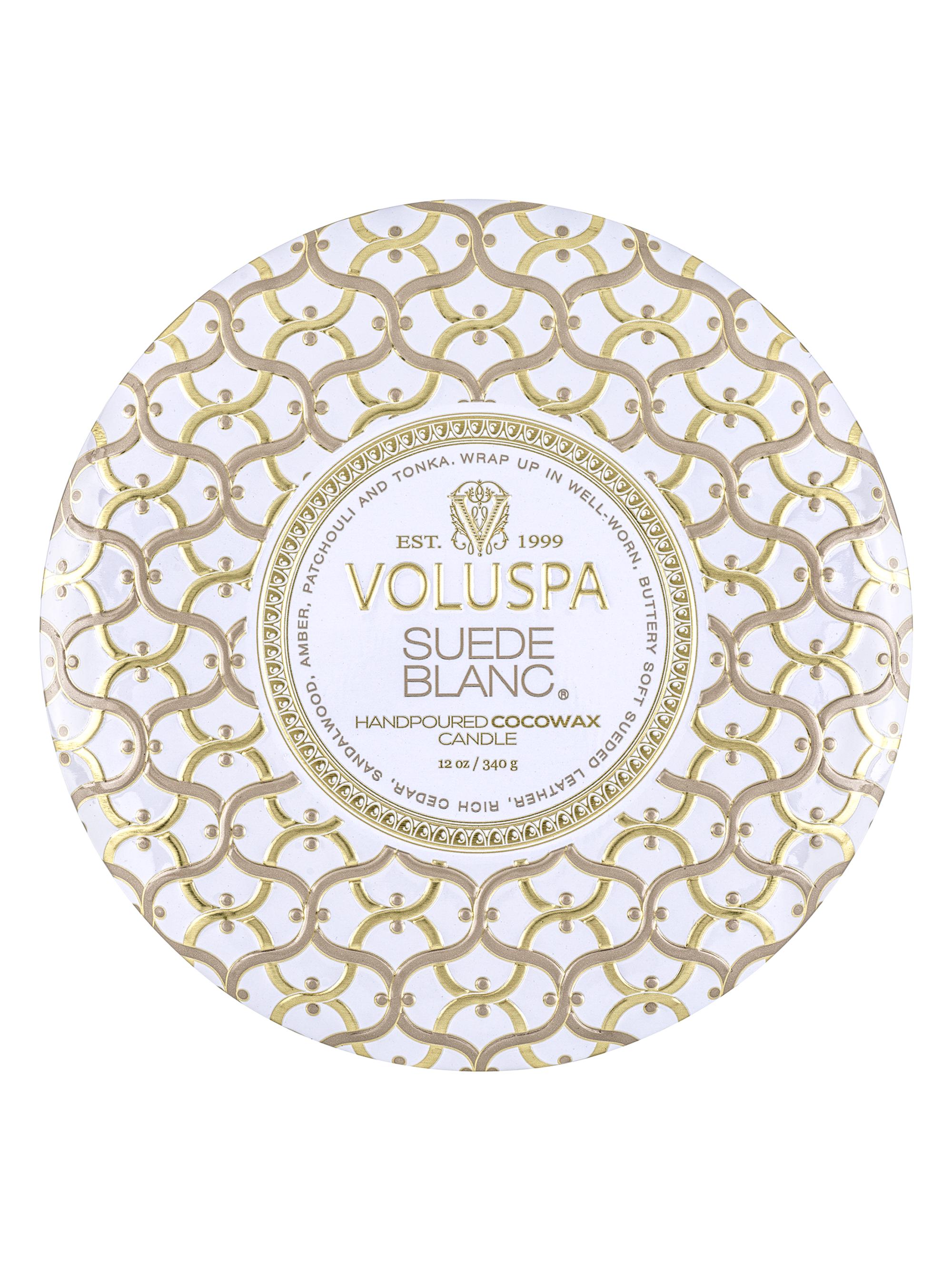Voluspa Suede Blanc 3-Wick Tin Candle