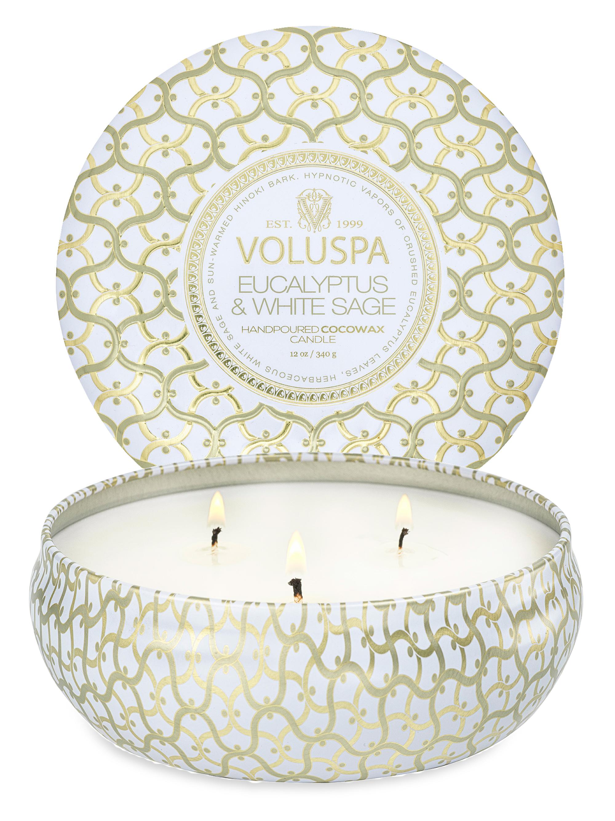Voluspa Eucalyptus & White Sage 3-Wick Tin Candle