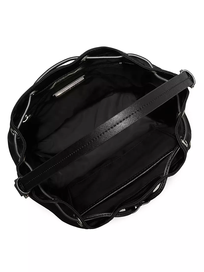 Tory Burch Virginia Recycled Nylon Bucket Bag in Black