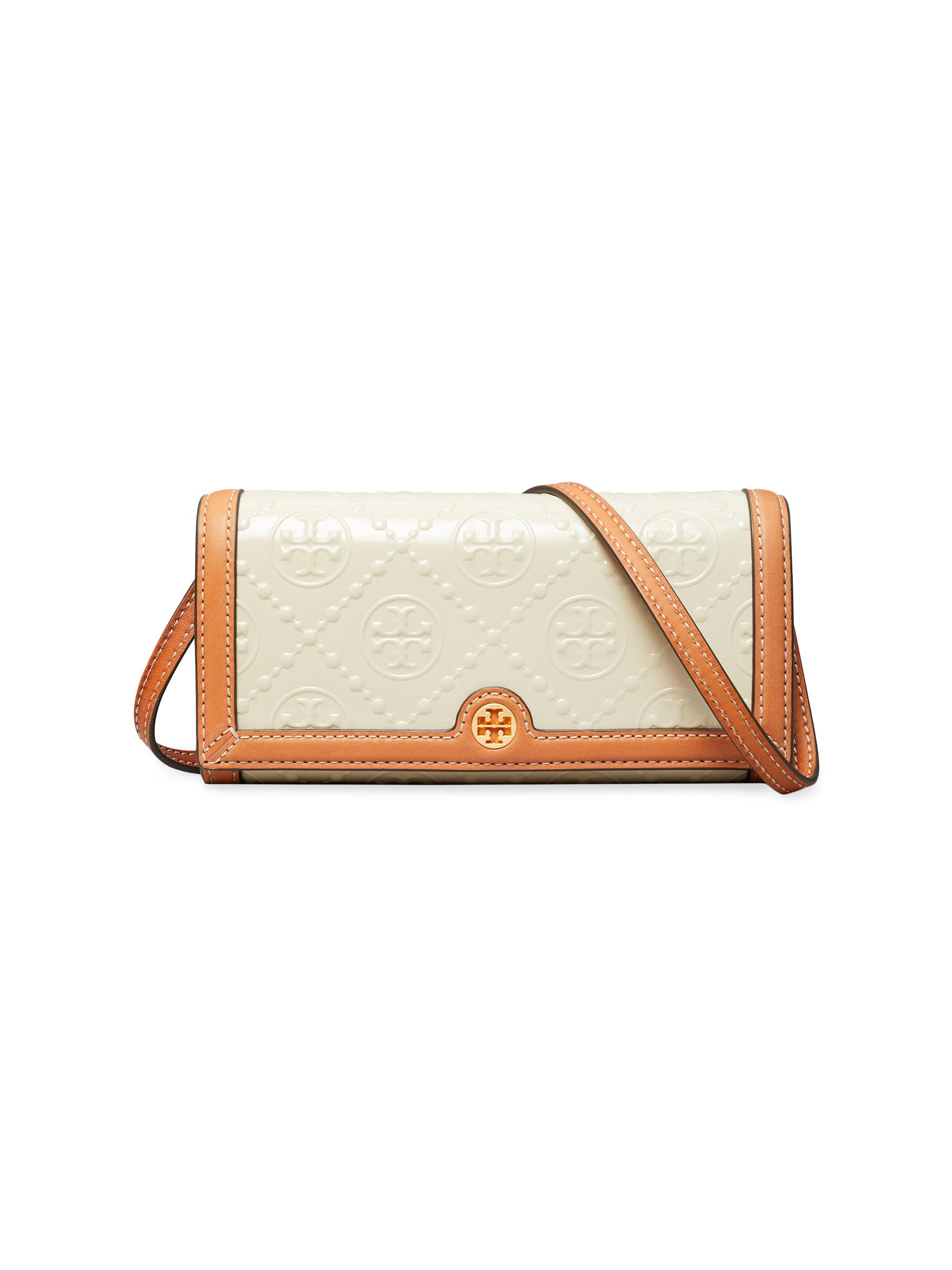 Tory Burch Women's T Monogram Patent Leather Crossbody Wallet - Cream