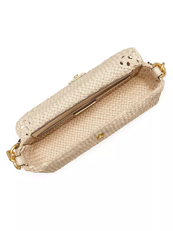 New BVLGARI Parfums Cosmetics Bag Clutch Gold Cream / Detachable Tassel NEW