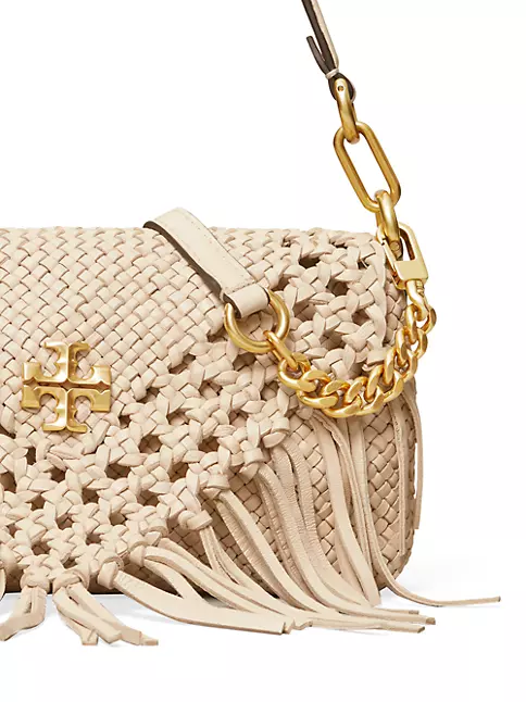 Kira Small Leather Shoulder Bag in Beige - Tory Burch