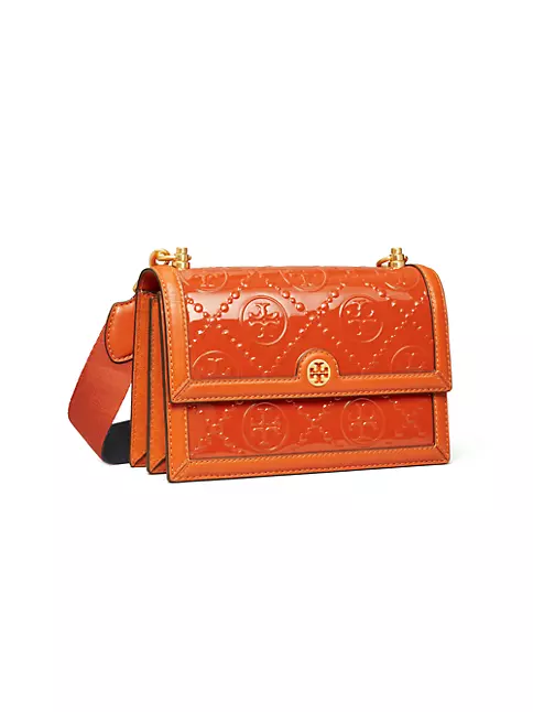 Tory Burch SMALL T MONOGRAM CONTRAST EMBOSSED TOTE - Tory Red