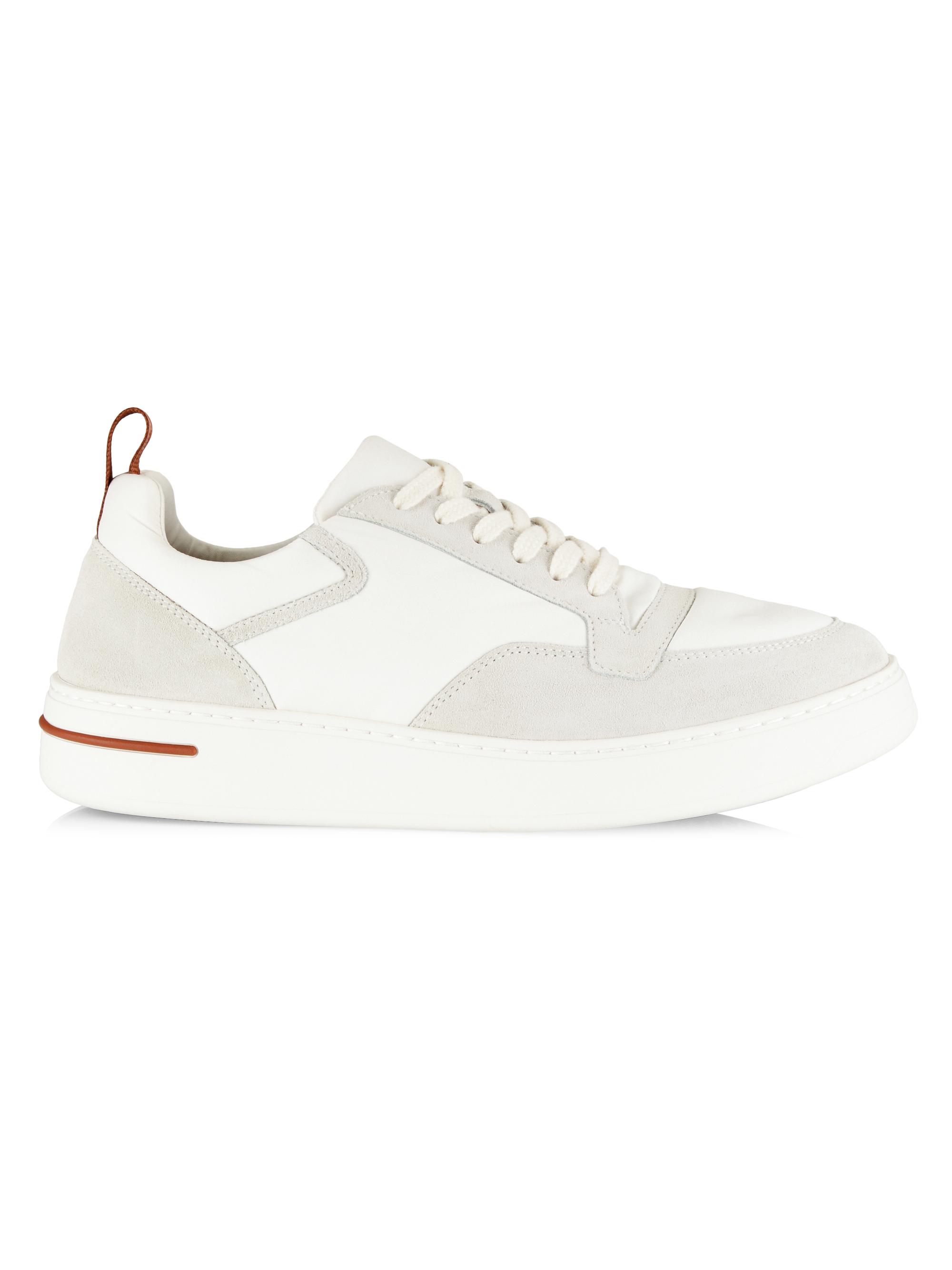 Loro Piana Men's Newport Walk Wind Suede Sneakers - White