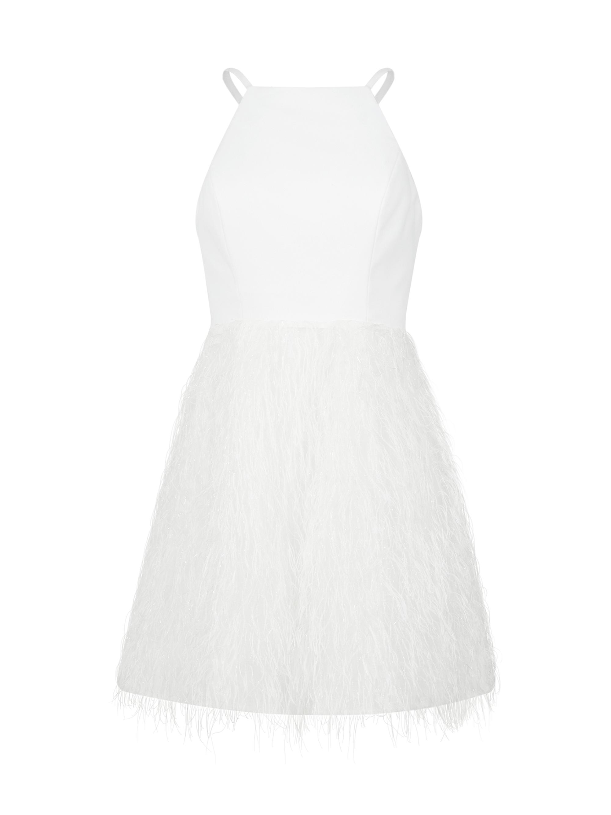 BCBGMAXAZRIA Women's Sleeveless Faux-Feather Minidress - Off White