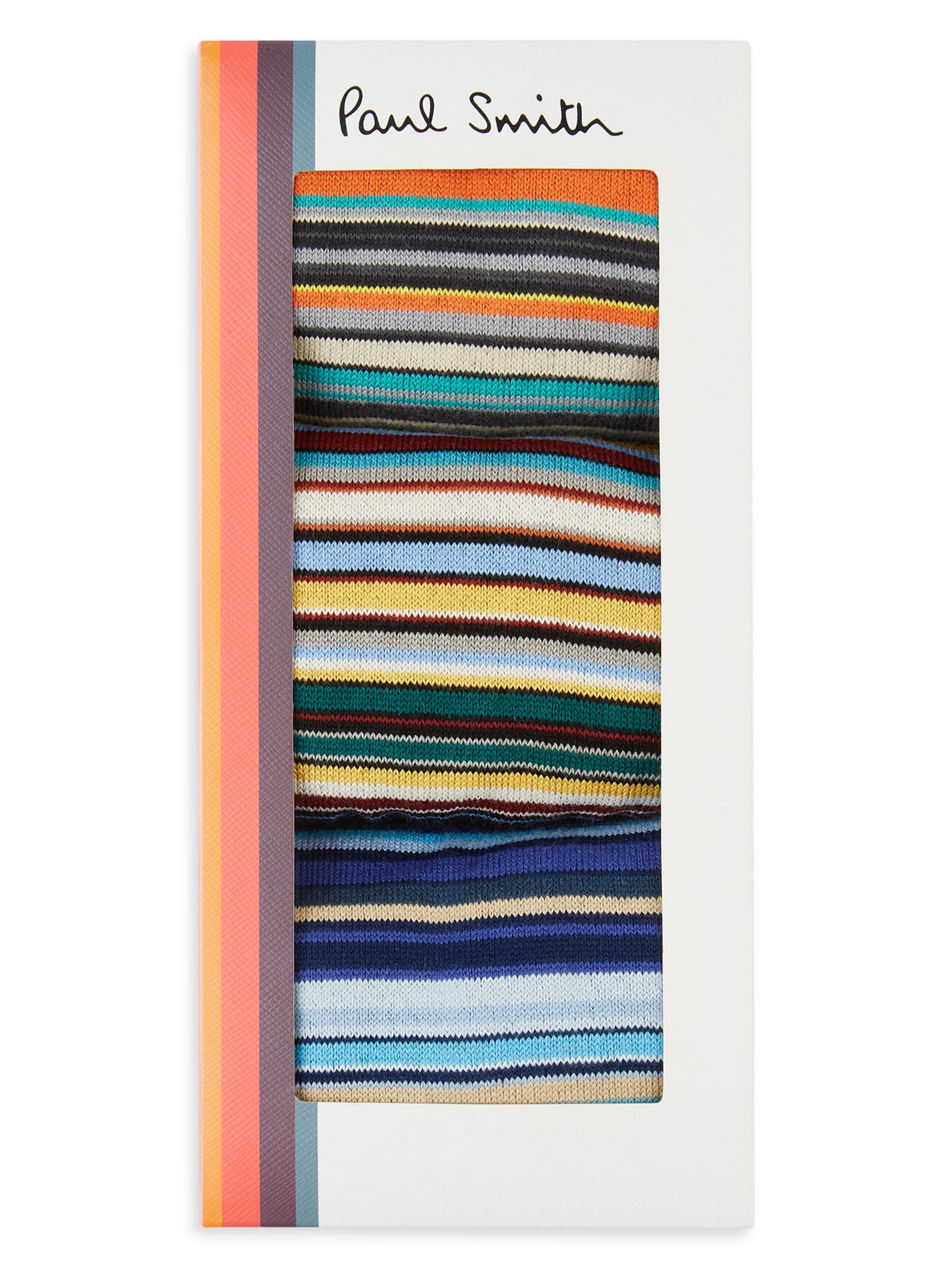 Paul Smith Men's Striped Knee Socks 3-Pack - Black Grey Blue