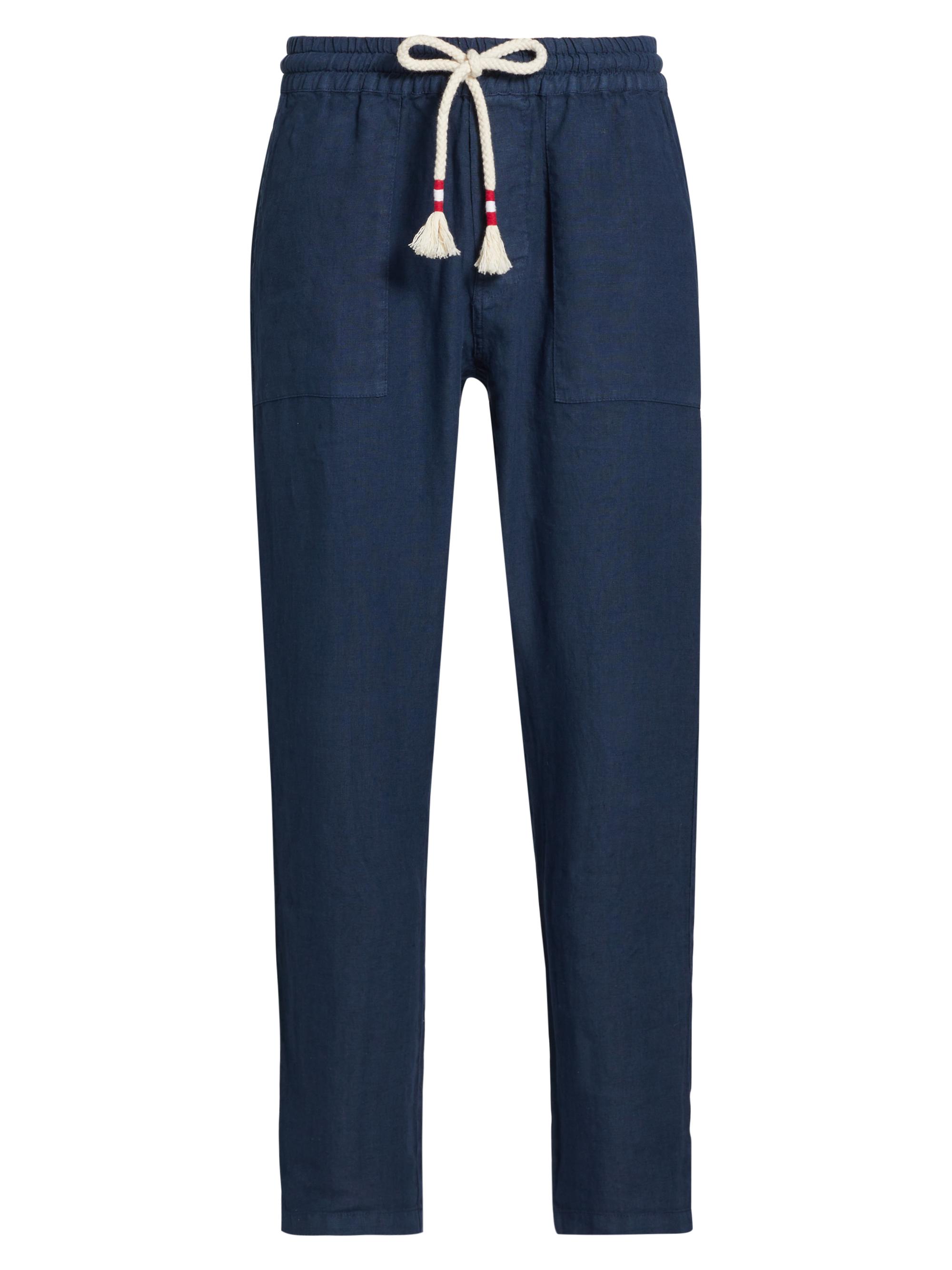 MC2 Saint Barth Men's Solid Drawstring Lounge Linen Pants - Blue Navy - Women's Clothing
